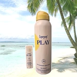 SUPERGOOP! PLAY 2pc Set Antioxidant Body Mist SPF 50 & Coconut Lip Shield SPF 30